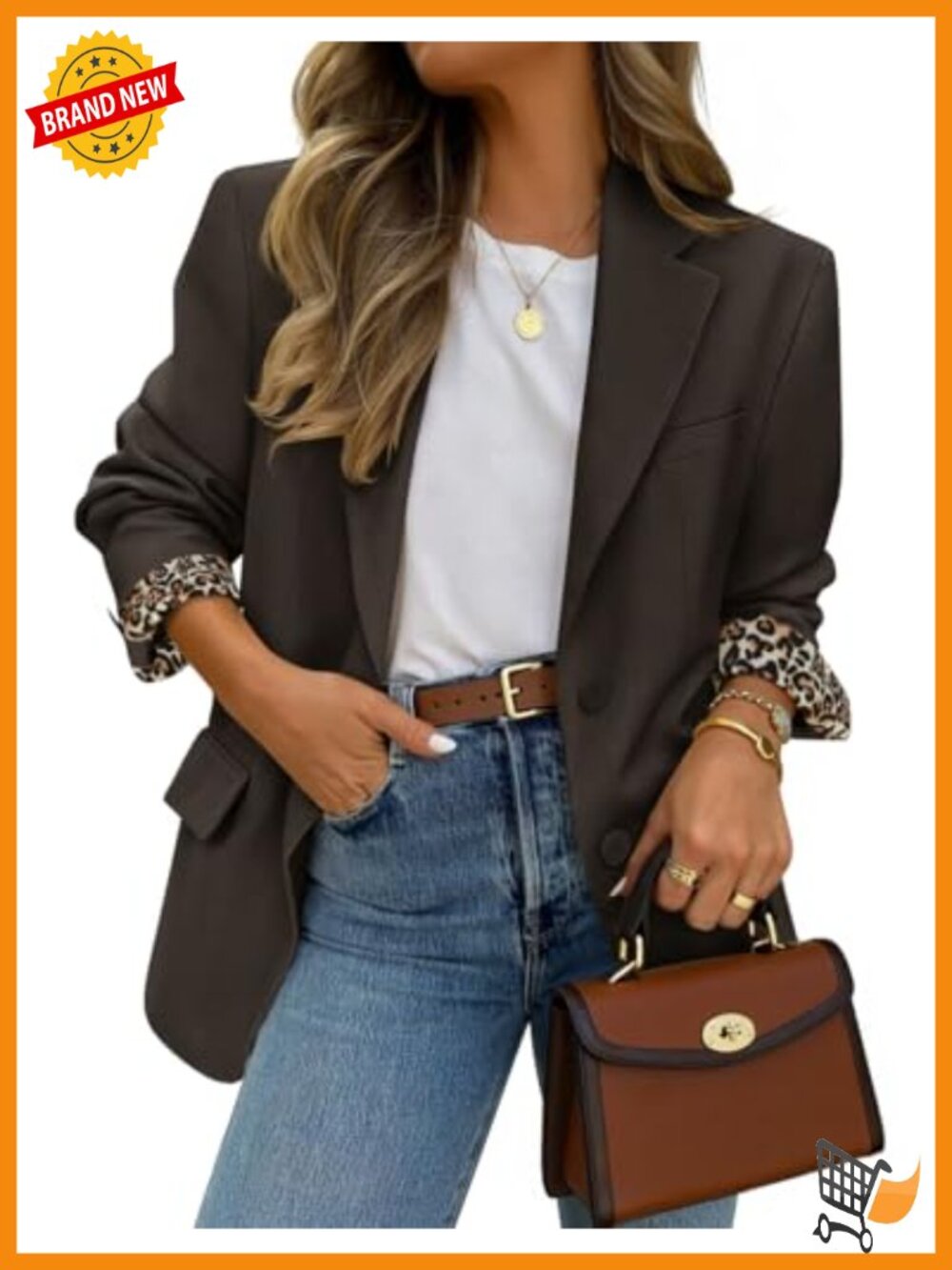 Womens Open Front Button Blazer Oversized Business Casual